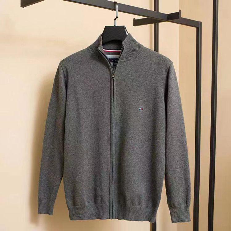 Tommy Men's High-Neck Embroidered Zipper Cardigan Sweater, Autumn/Winter '23 Collection