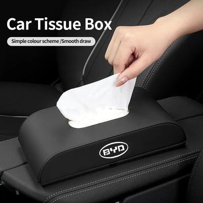 Premium Leather Car Tissue Box Auto Paper Boxes Accessories For BYD Tang F3 E6 Atto 3 Yuan Plus Song Max F0 G3 I3 Ea1 Dmi G6 Qin