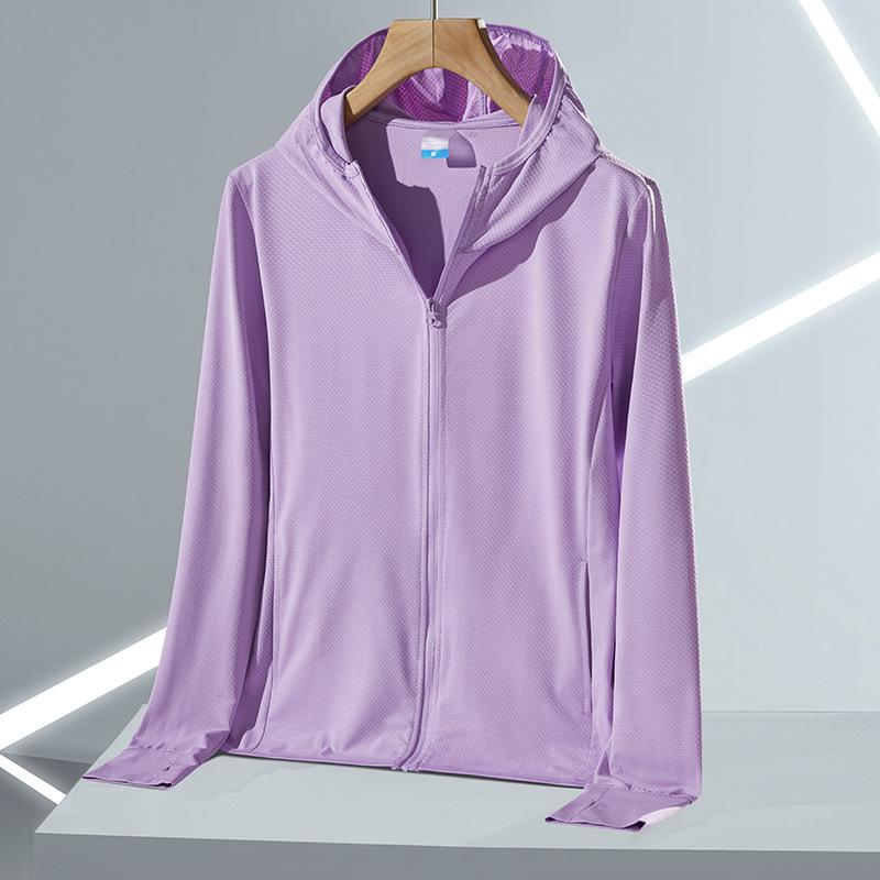 Couple's Fashion Summer UPF50+ Ice Silk Sun Protection Jacket Lightweight Breathable UV Protection Long Sleeve Sun Hoodie for Women
