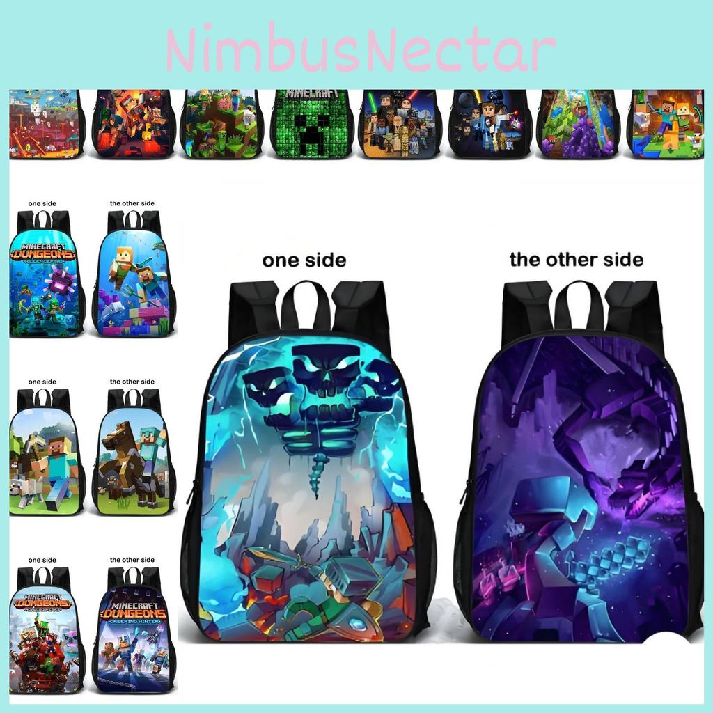 Minecraft Double Sided Backpack For Kids Lightweight And Breathable School Bag