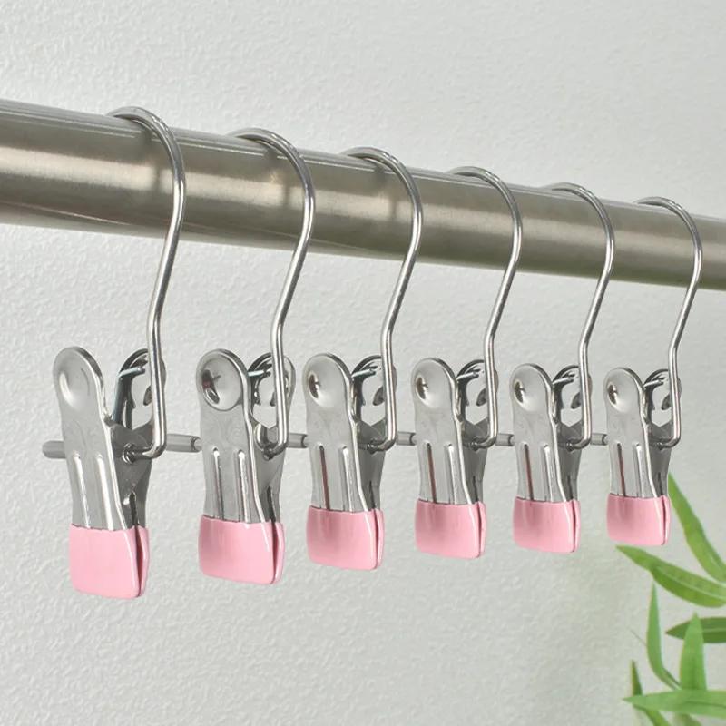 

Stainless Steel Clip Space-Saving Hanger Clothespins Hat Pants Storage Multifunctional Clips for Clothes Clothes Organizer рожевий