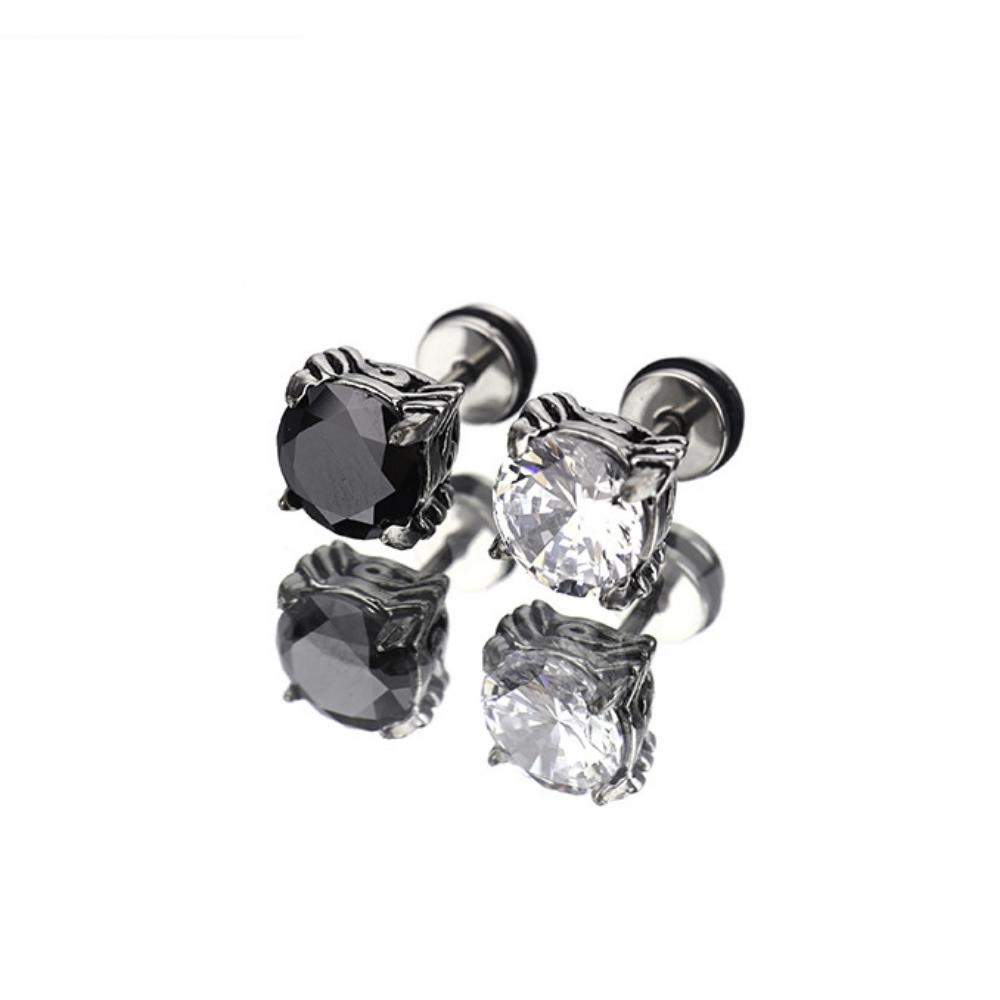 Gothic Punk Unisex Stud Earring Black CZ Prong Tragus Screw Backs for Women/Men Romantic Particular Party Fine Jewelry Gifts