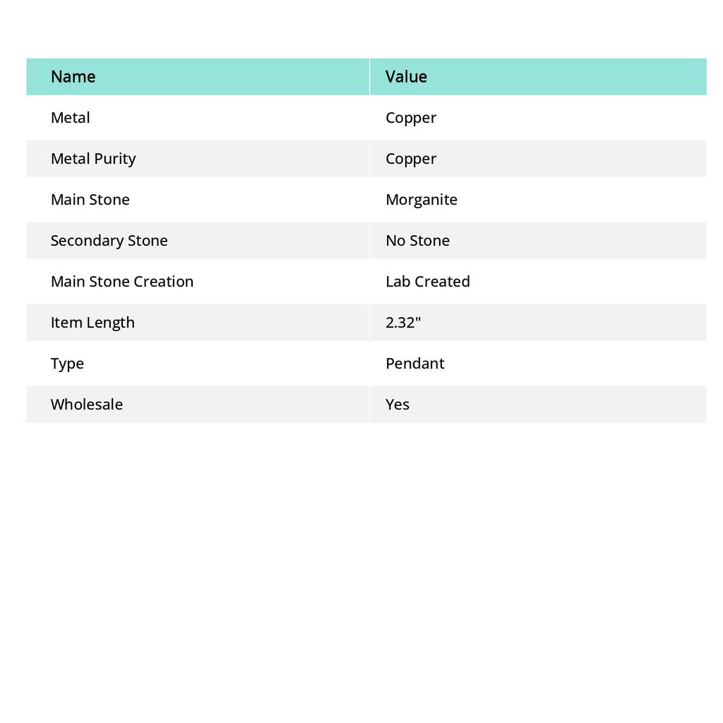 Morganite Gemstone Handmade Copper Jewelry Pendant 2.32" E3e08