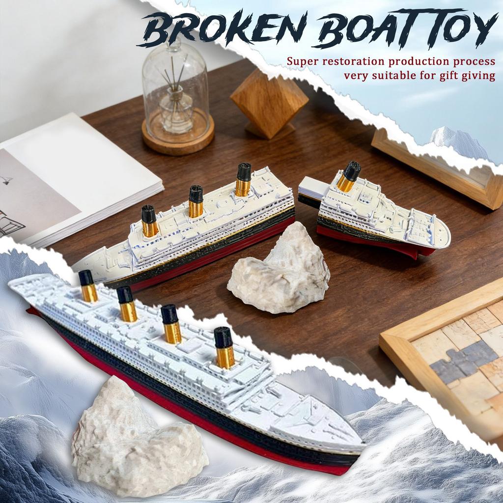 Split Design Bath Toys And Pool Toys, Ships That Break Into Two Sections, Highly Detailed Ship Models, Complete With Iceberg Models, Cake Decorations.