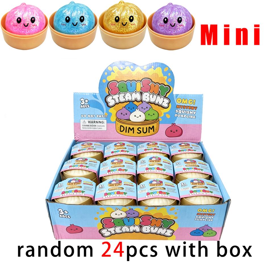 Mini Dumpling Squishies Dumpling Mystery Box Soft Squeeze Sensory Toy for Stress Relief Glitter Random Colors Stretchy Desk Toy