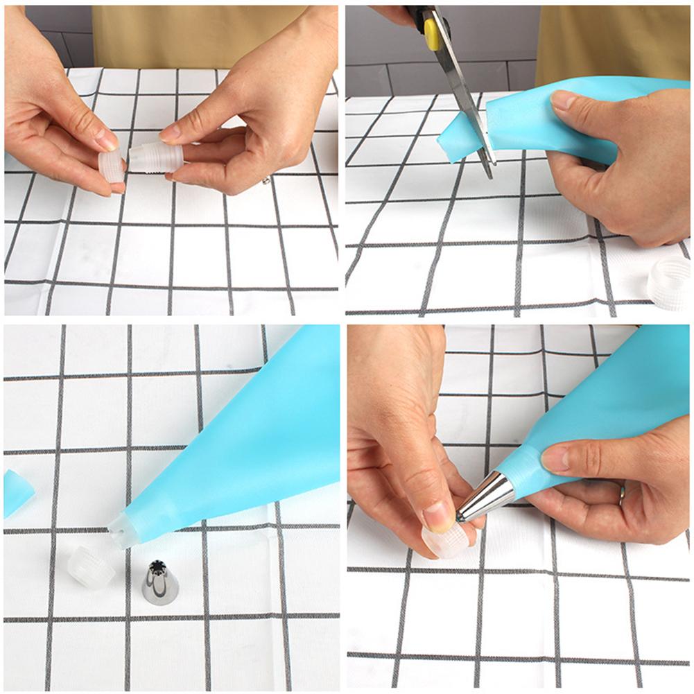 14 Pcs/set Reusable Piping Bag Tool Stainless Steel Piping Nozzles + Piping Bag + Converter Sustainable Professional Accessories For Baking