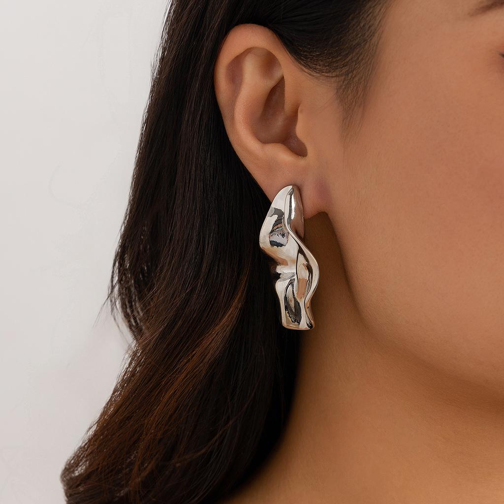 Irregular Hollow Twisted Circular Earrings, Geometric Minimalist Style Earrings, Versatile Earrings For Women'S Daily Wear