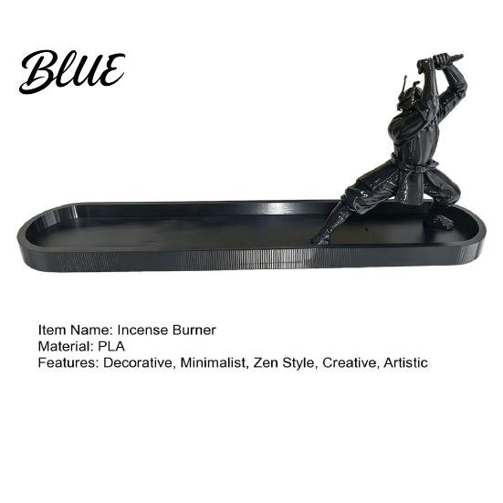 Incense Burner Tray Zen Samurai Ornament Swords for Desk with Ash Style Holder Minimalist Catcher Home Office Decor