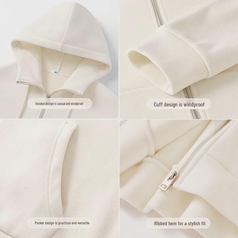 Huili Women's American Style Fleece-Lined Zippered Hoodie