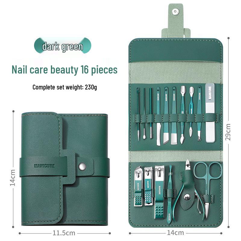 Set Manichiură și Pedichiură 16 Piese: Unghieră, Foarfece pentru cuticule și Instrumente