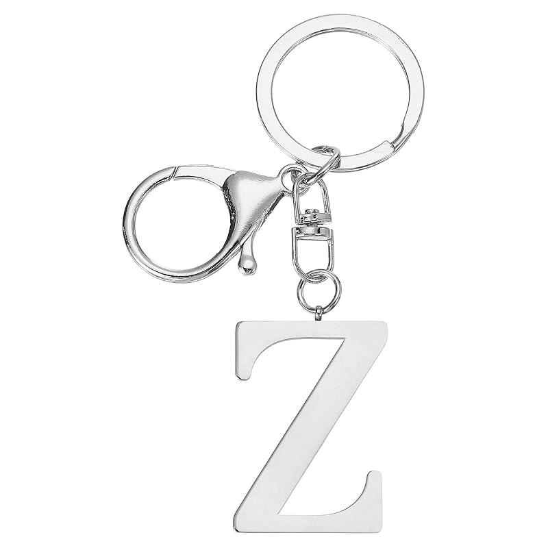 

[PATIKIL] initial letter key chain Alphabet A-Z Keychain Initial Keyring Cute Metal Alphabet Keyring key handbag for backpack Silver (Z)