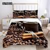 Good Morning Duvet Cover Set Microfiber Coffee Rose Cozy Breakfast Twin Bedding Set Double Queen King Size 2/3pcs Quilt Cover