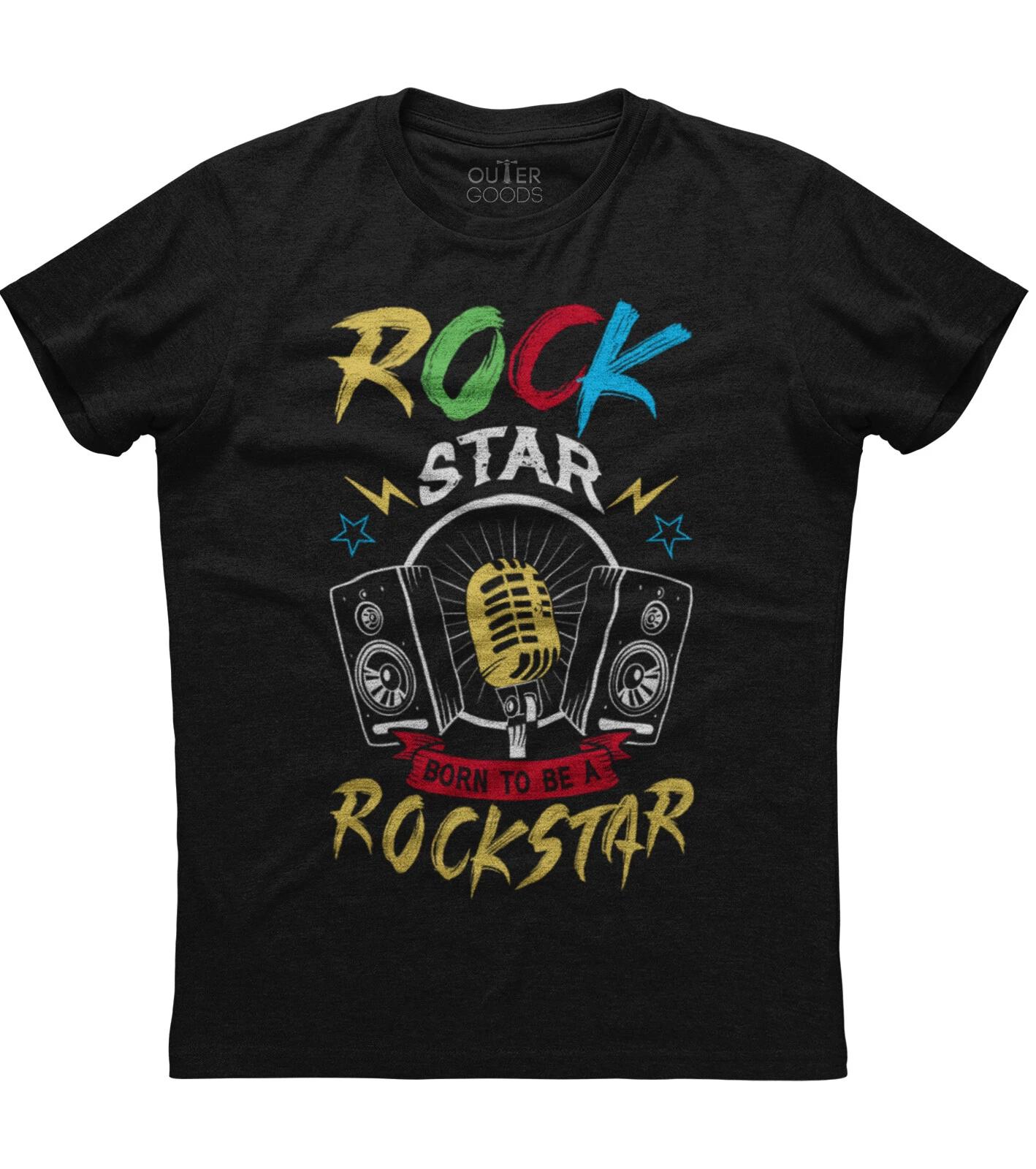 Born To Be A Rockstar Rock and Roll Mens Short Sleeve Cotton Black T-shirt S