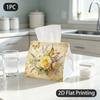 1pc Tissue Box, Ornate Flowers Butterflies Romantic Pattern, 2D Flat Printing, Serves Multiple Purposes, Strong And Firm, Tissue Dispenser, for Coffee