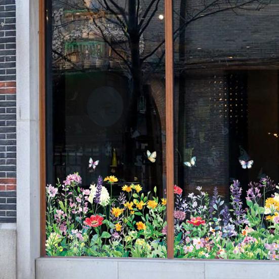 Blumen Wandaufkleber Abnehmbar Selbstklebend Bunte Schmetterling Blumen Wanddeko für Mädchenzimmer Schlafzimmer Wohnzimmer Kinderzimmer