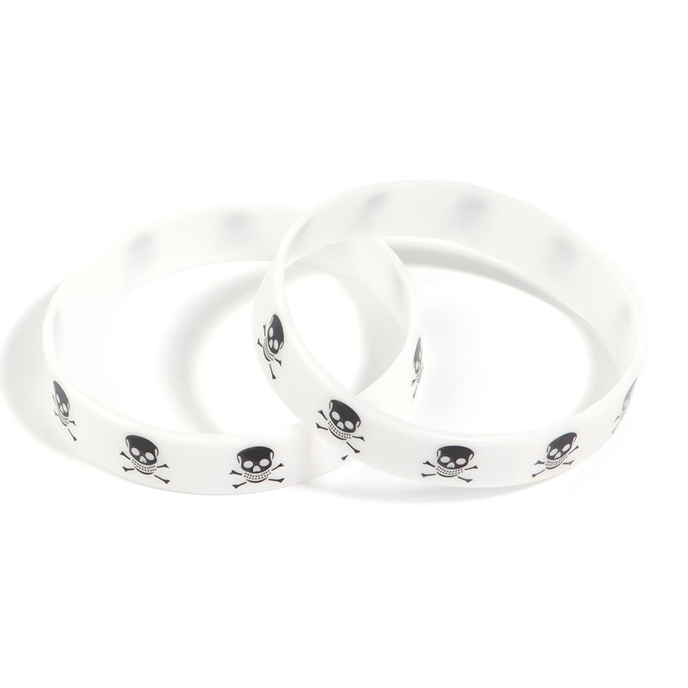 6pcs/lot Color Silicone Sports Bracelets Halloween Skull Style for Party Jewelry Gifts Teens Unisex Fitness Wristbands Wholesale