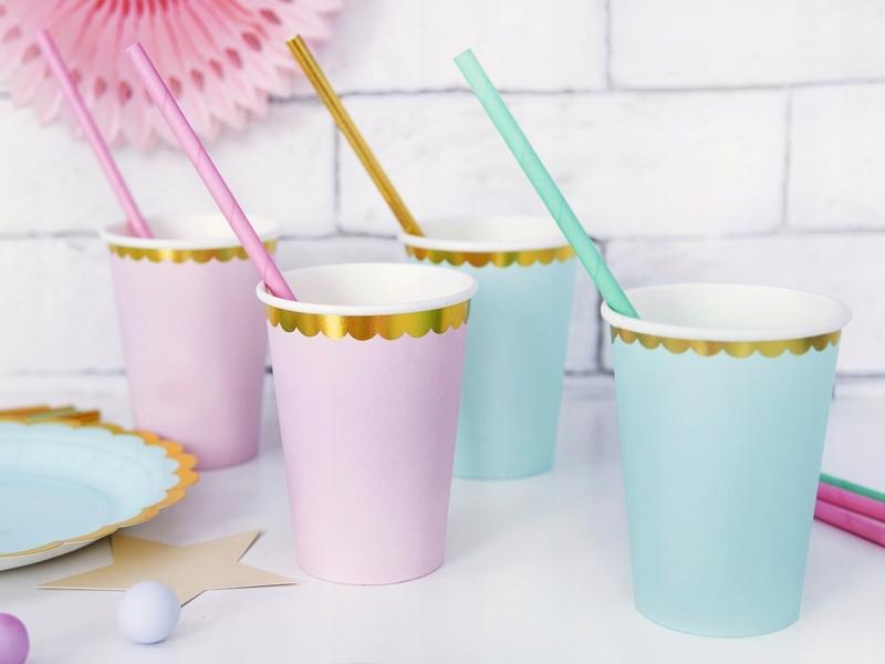 Paper Cups, J. Pink, Golden Edge, 220ml, 6 pcs