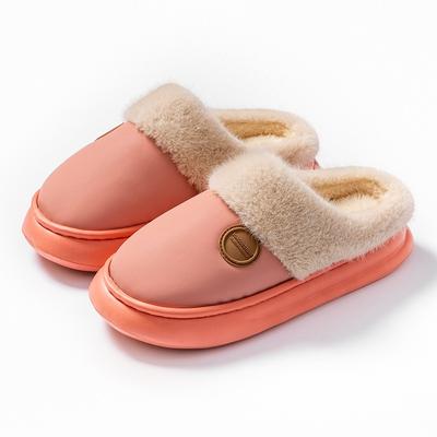 Plush Shoes for Women's Indoor Home Warmth Thick-soled Cotton Slippers