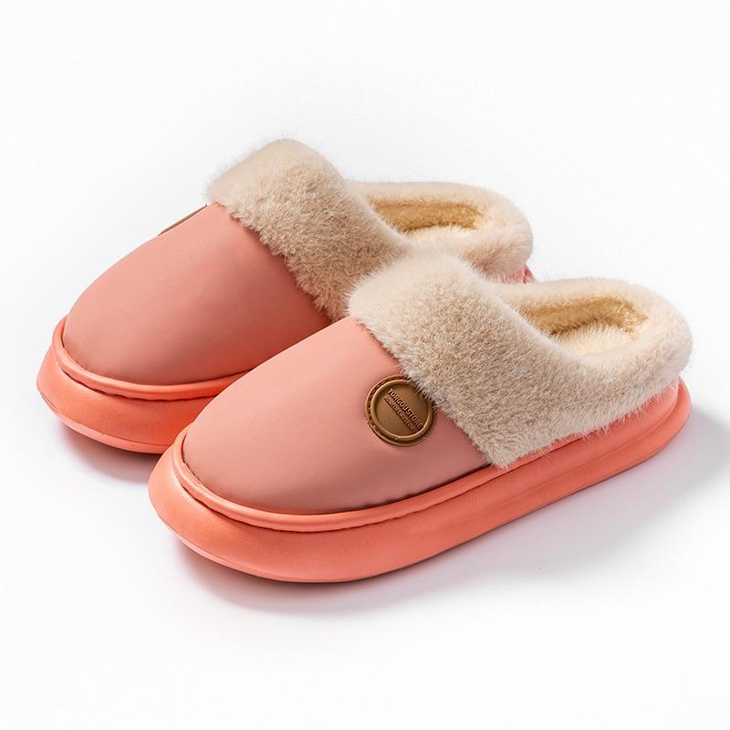 Plush Shoes for Women's Indoor Home Warmth Thick-soled Cotton Slippers