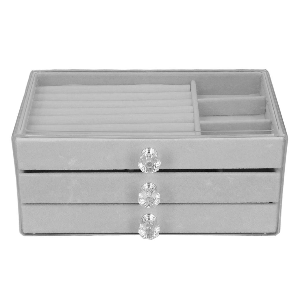Acrylic Jewelry   3 Drawers Storage Box Transparent Jewelry Display Stand rrings Necklace Holder Case