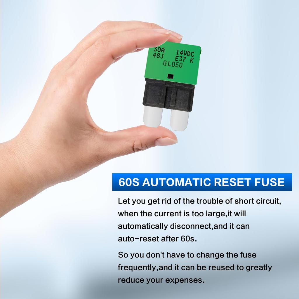 30 Amp Auto Reset Circuit Breaker ATC/ATO Resettable Fuses Low Profile Automotive Satandard Blade Fuse DC12V-32V for Car Truck RV Marine Boat 10 Pack