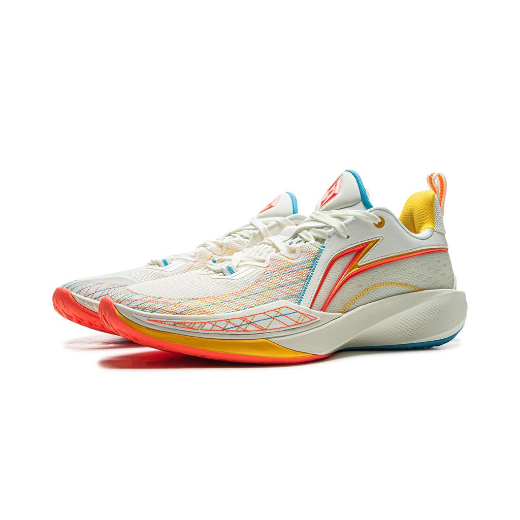 Li Ning Speed 2 Cushioning Slip Resistant Breathable Rebound Low top Basketball Shoes Men's White Blue ABAV009-5