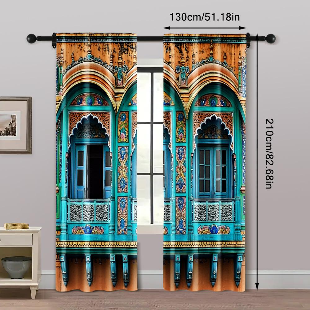 2-teilig, Fenstervorhänge Indien Mysore Palast Hintergrund Hinduistische Historische Architektur Indischer Königspalast Fotohintergrund