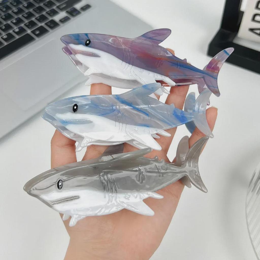 Summer Ocean Shark Acetate Hairpin - Large Back-of-Head Headdress.