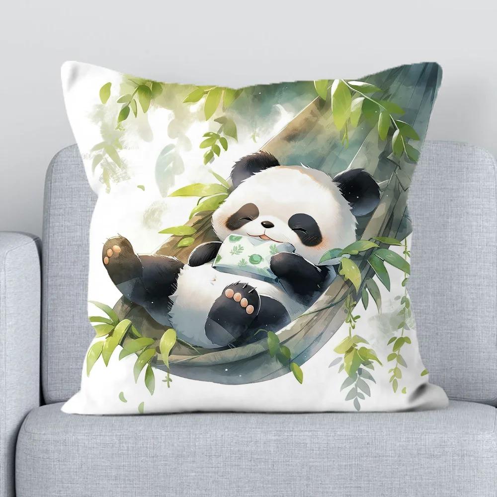 Office Sofa Cushion Cover Cartoon Panda Decorative Pillowcase Fashion Luxury Home Decoration Car Cushion Cover