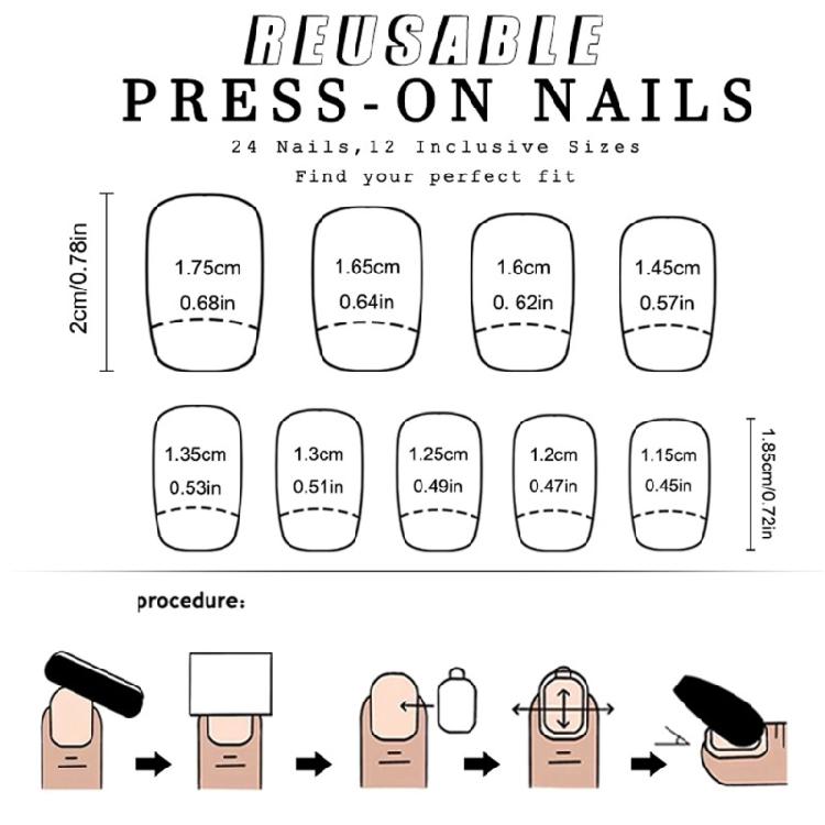 Square Nail Tips Flower Fake Nail Glues On Nail Stick On Nail Press On Nail Artificial False Nail for Womens and Girls