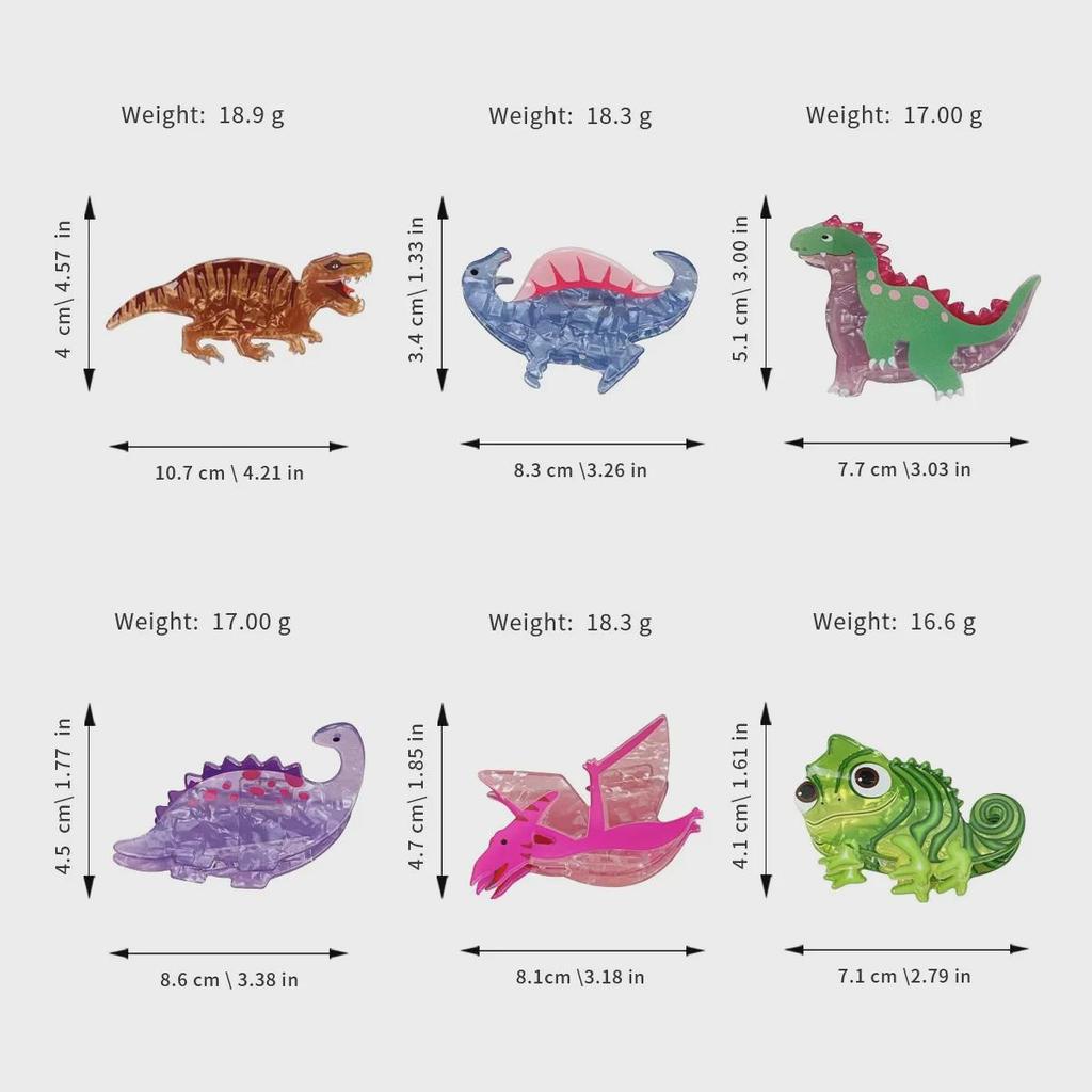 Dinosaur Lizard Shark Hair Clip - Cute Acrylic Accessory