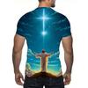 Herren 3D Jesus Druck T-Shirt Kurzarm Lässig Rundhals Betende Hände Design T-Shirt Für Männer Neu Im Angebot Übergroßes T-Shirt Oberteile
