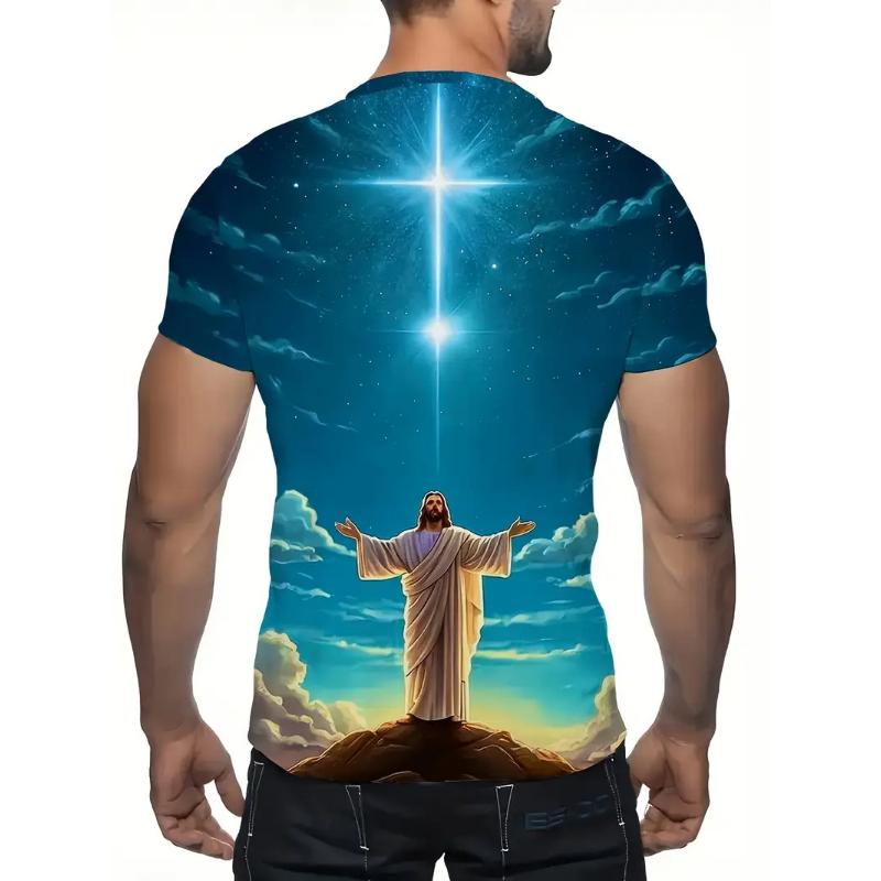Herren 3D Jesus Druck T-Shirt Kurzarm Lässig Rundhals Betende Hände Design T-Shirt Für Männer Neu Im Angebot Übergroßes T-Shirt Oberteile