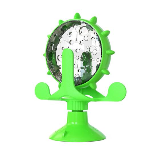 

Интерактивная игрушка-дозатор для кошачьих лакомств, вращающаяся на 360 градусов, ветряная мельница, медленная кормушка для кошек с присоской, игрушка для предотвращения утечки корма для домашних кошек зелёный