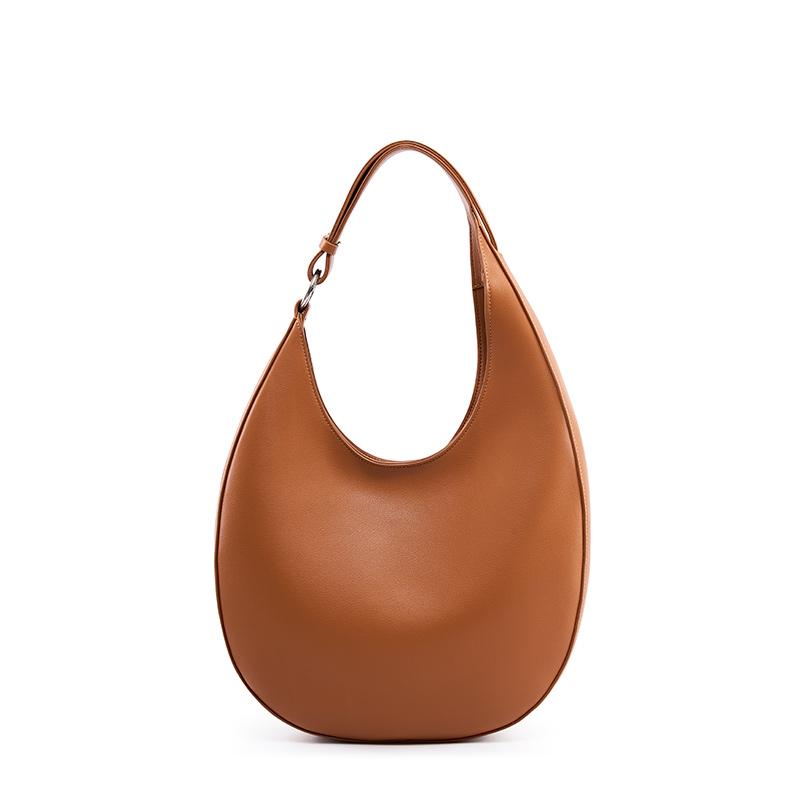 HIFASHION Genuine Cowhide Leather Half Moon Bags Casual Underarm Shoulder Purse Large Capacity Crossbody Hobo Work Tote Handbags