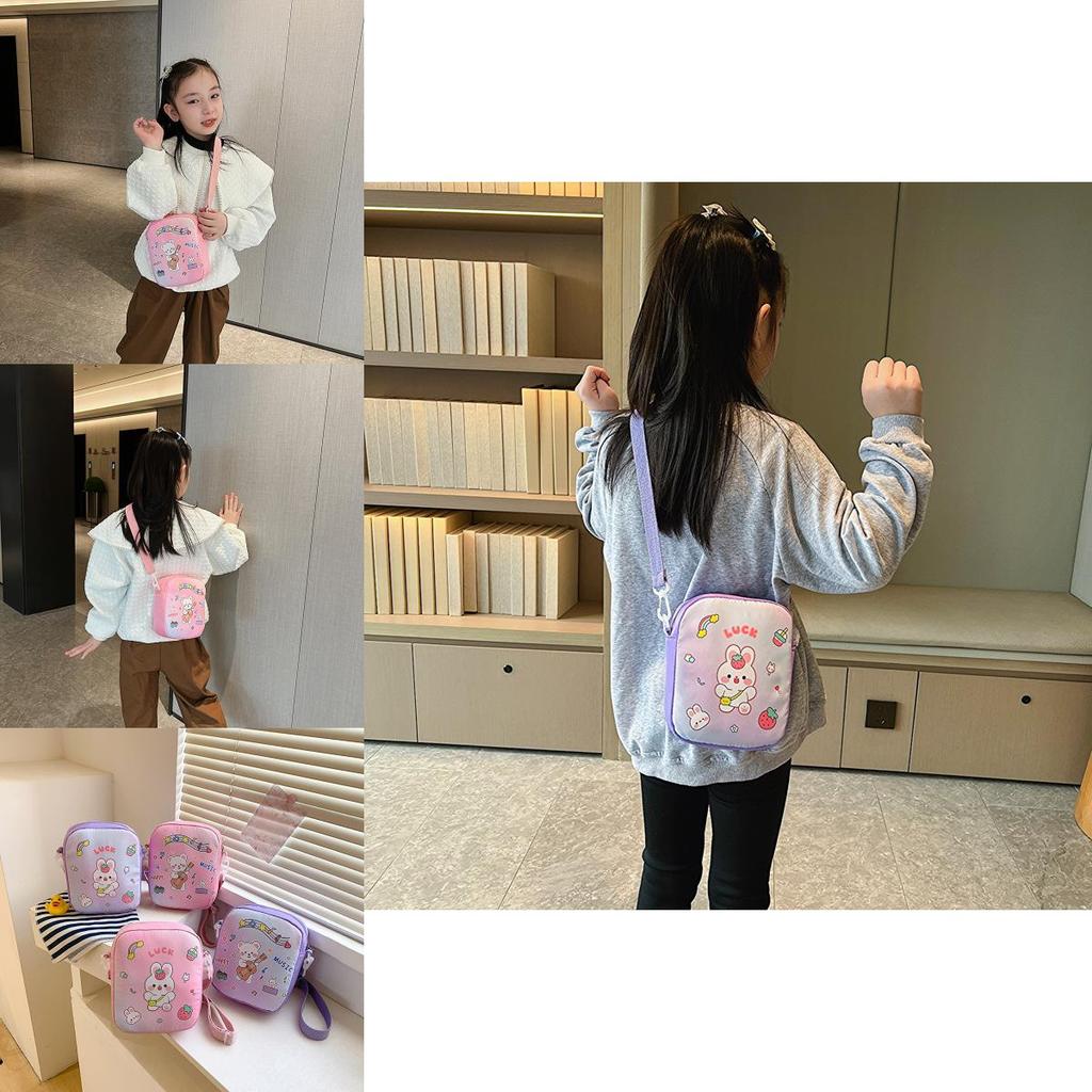 Adorable Rabbit And Bear Canvas Shoulder Bag For Kids Lightweight And Stylish Design