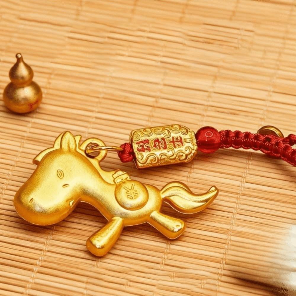 Wealth Chinese Zodiac Key Ring Vintage Weaving Key Chains Lucky Horse Bag Pendant  Women Men