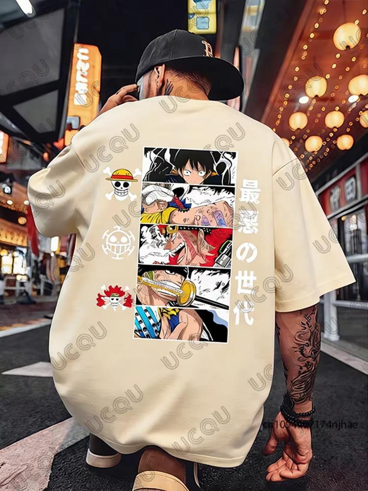 One Piece 2026 Summer Cotton Tshirt Streetwear Anime Graphic Oversized Short Sleeve Casual Daily Wear Luffy Pirates Generation