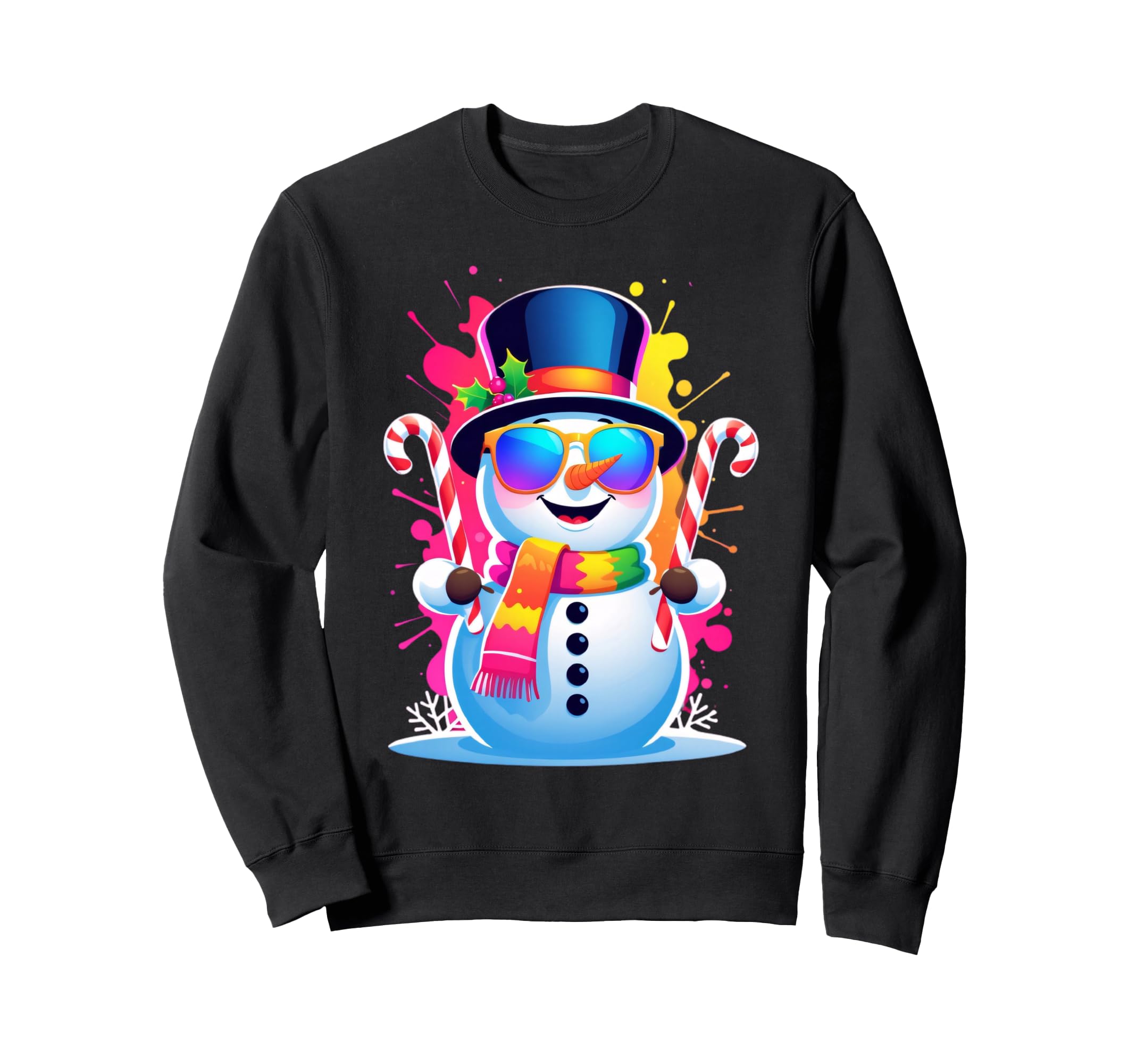 

Красочный свитшот с иллюстрацией снеговика в солнечных очках