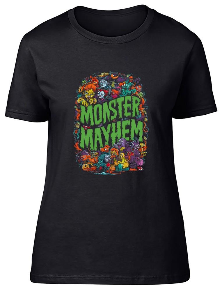 

Halloween Monster Mayhem Womens T-Shirt Costume Outfit Ladies Gift Tee 4XL