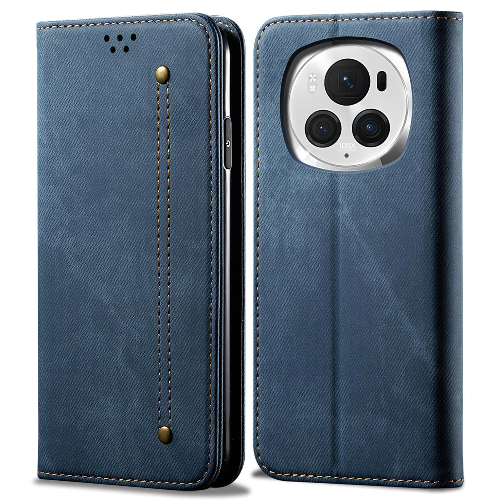 For Honor Magic6 5G Case Jeans Cloth Texture Flip Leather Phone Cover A