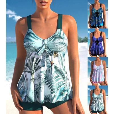 New Summer Seaweed Brown Leaf Print Two-piece Swimsuit Design Sexy Women's Lace Up Beach Swimsuit S-6XL