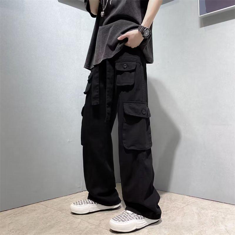 Men's Multi-Pocket Overalls: Original American High-Street Retro Hip-Hop Style, Japanese Straight Casual Pants Trend.