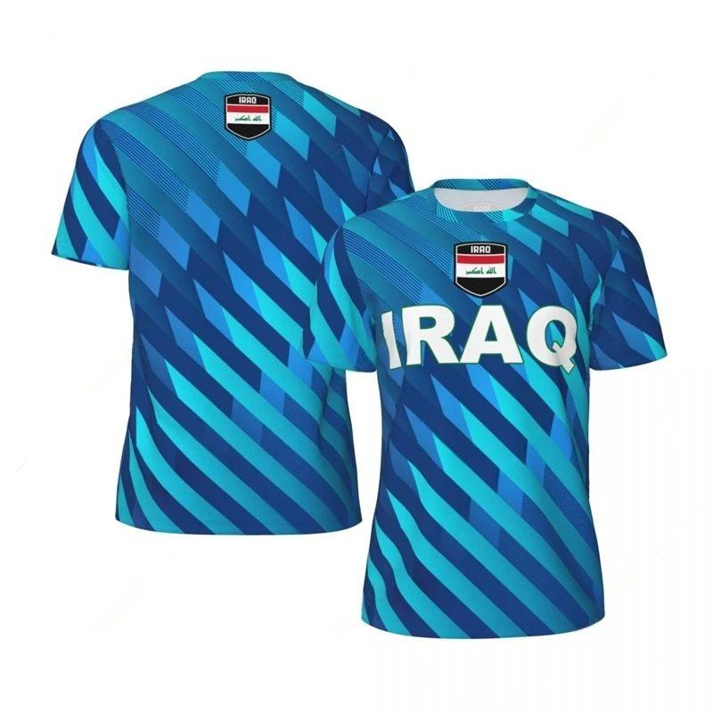 2026 Summer IRAQ Flag 3D Print Sport Quick Dry Breathable Men T-shirt Outdoor Football Jersey Loose Fashion Short Sleeve Top