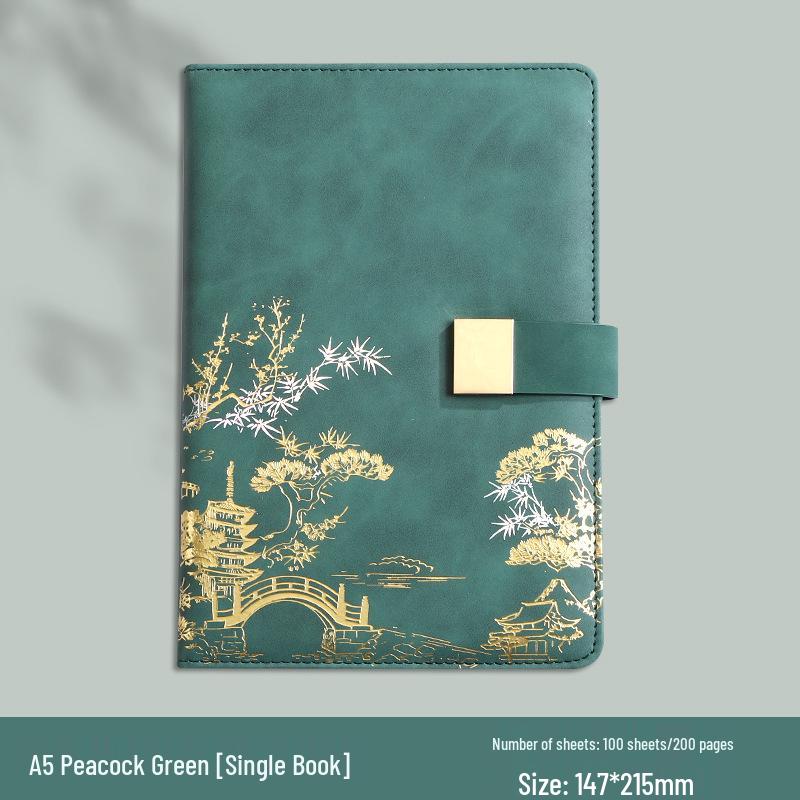 A5 Chinese Tide Faux Leather Business Notebook Gift Set - Customizable for Meetings