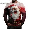 Christmas Muscle Print Tee Men's Clothing Casual Streetwear 3D Printed Top Christma Long Sleeve Oversize O-Neck T-Shirts for Men
