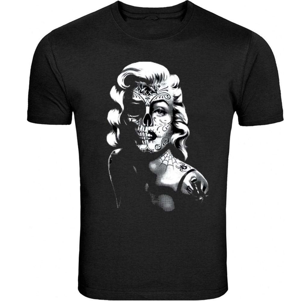 Marilyn Monroe skull face Tee Black Unisex S-5XL T-Shirt Unisex T-Shirt XXXXL
