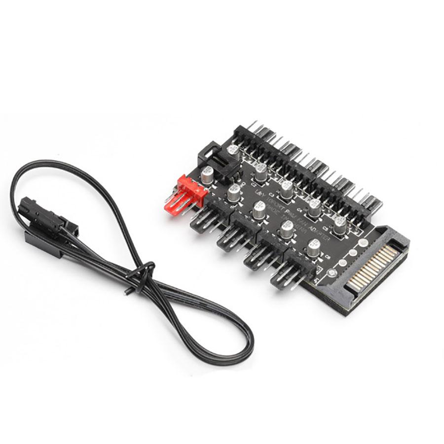 PWMHUB10D50 10 Ports PWM 4pin CPU Cooler / Case / Chassis Cooling Fan Hub,10 Port 12V 4 Pin Fan PWM Fan Hub Controller