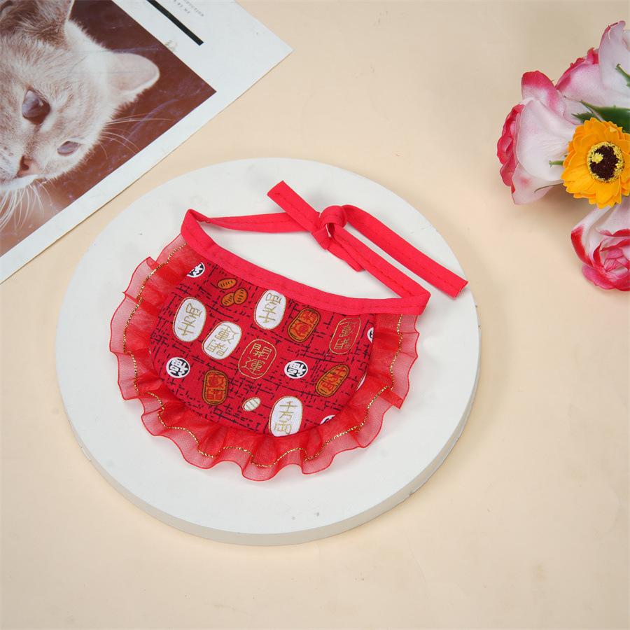 Pet festive bib puppet decoration scarf lace collar cat saliva towel small pet decoration