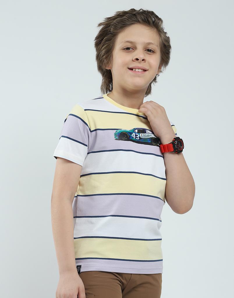Monte Carlo Boy's Striped Pattern Regular Fit Half Sleeve T-Shirt